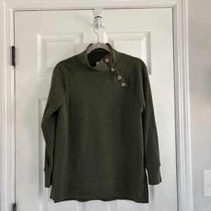 J. Crew Green Wide Button-Collared Sweatshirt